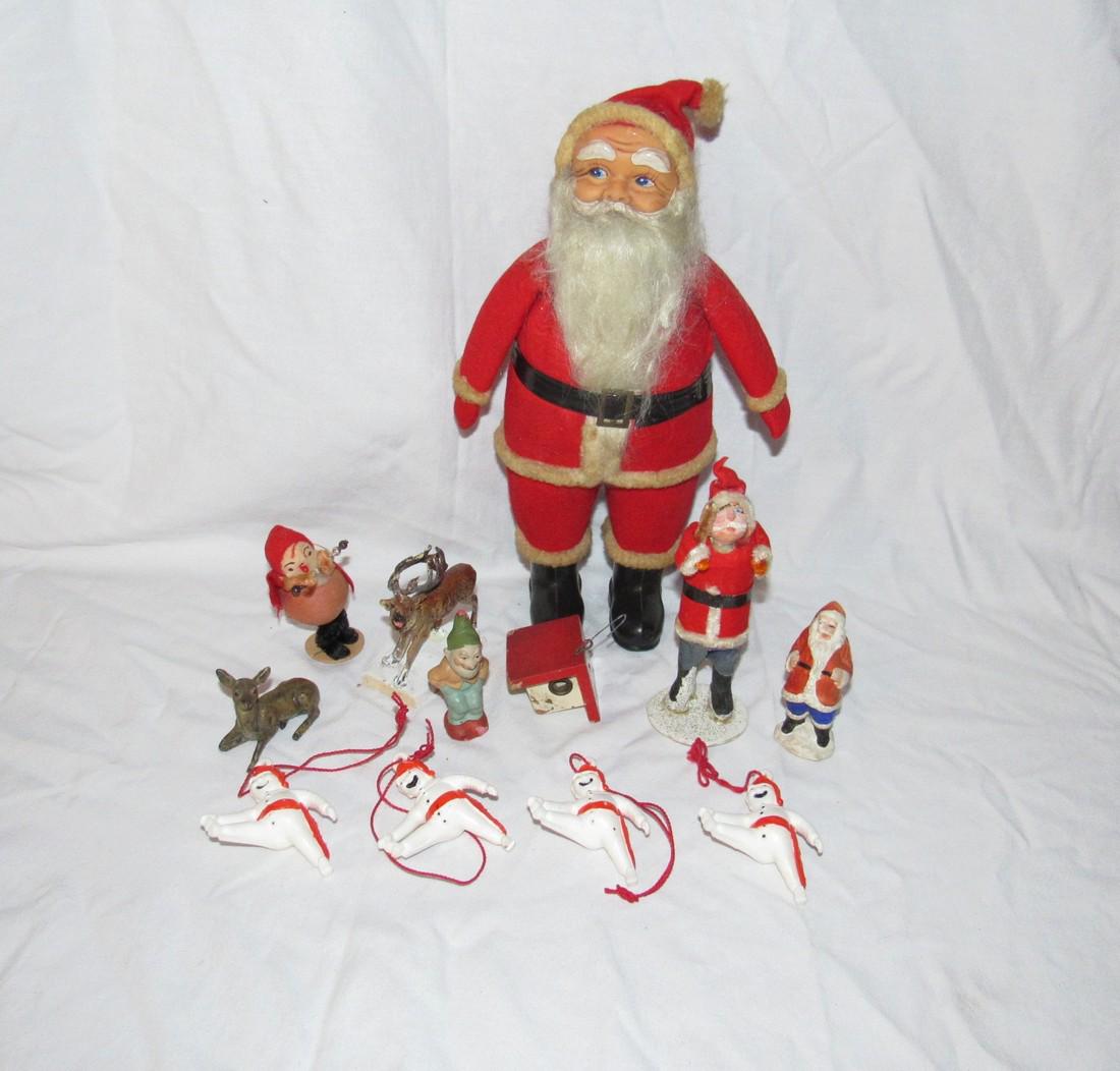 Vintage Christmas Santas Cast Reindeer Elf Birdhouse (1 of 1)