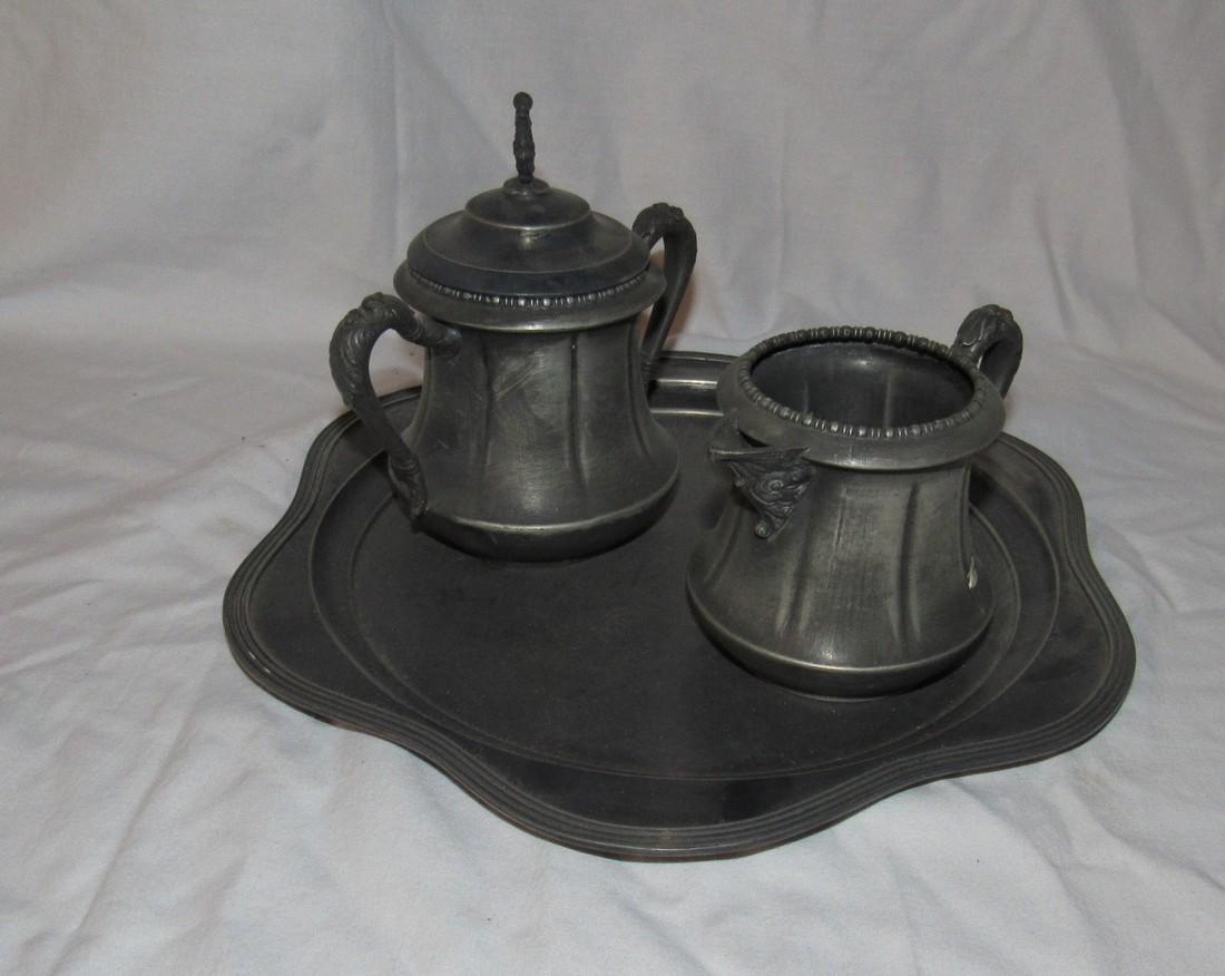 Silverplate Platter Sugar & Creamer (1 of 5)