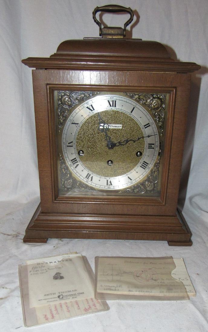 Seth Thomas Clock: Approx. 7 1/2" x 11" x 13" tall. Sold in untested condition