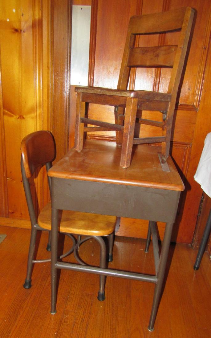 Childs School Desk & 2 Chairs (1 of 3)