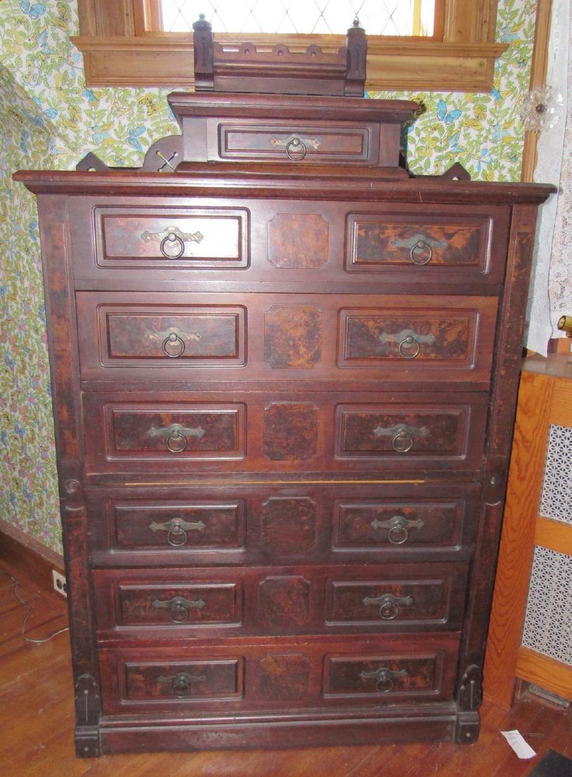 Walnut Victorian Side Lock Chest of Drawers