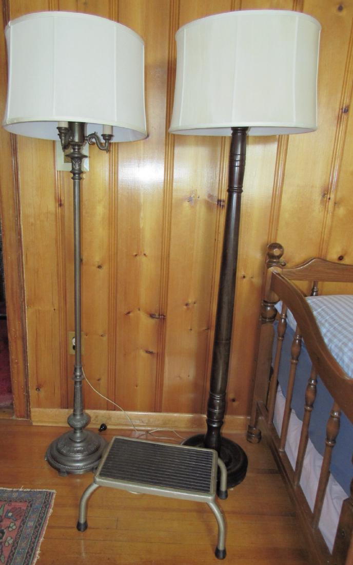 Iron & Wooden Floors Lamps w/ Vintage Step Stool (1 of 4)