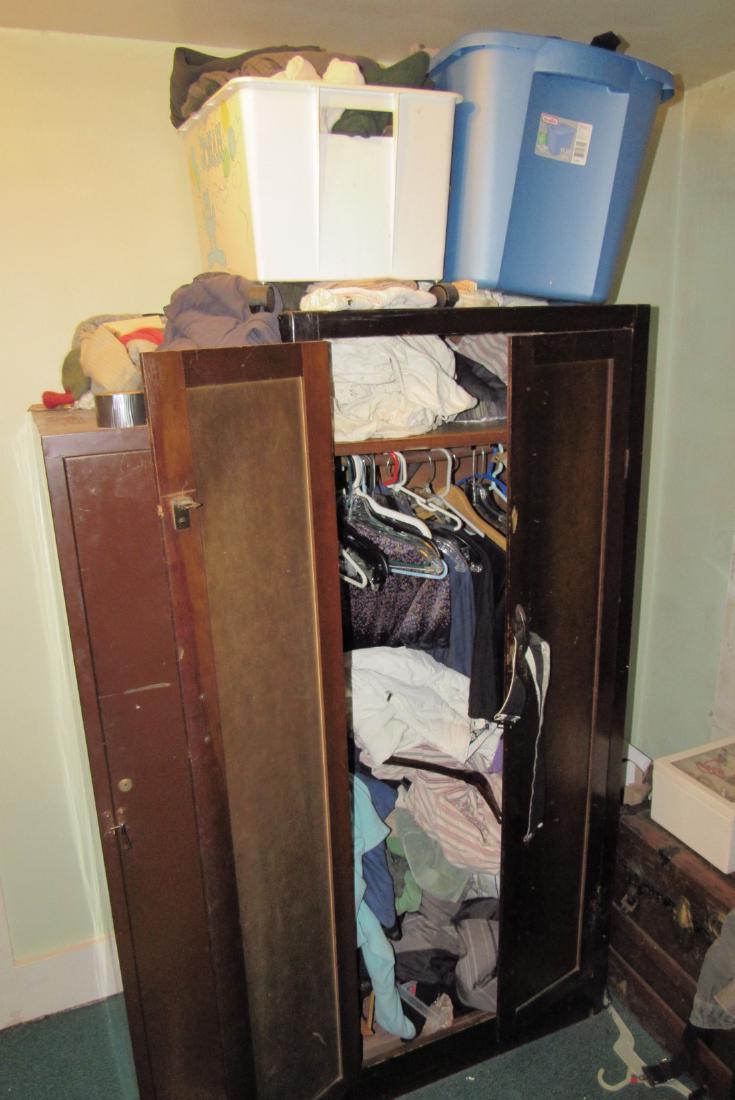 Cabinets & Clothing: Getting both cabinets, clothing in them and in totes. Take what you want and leave the rest