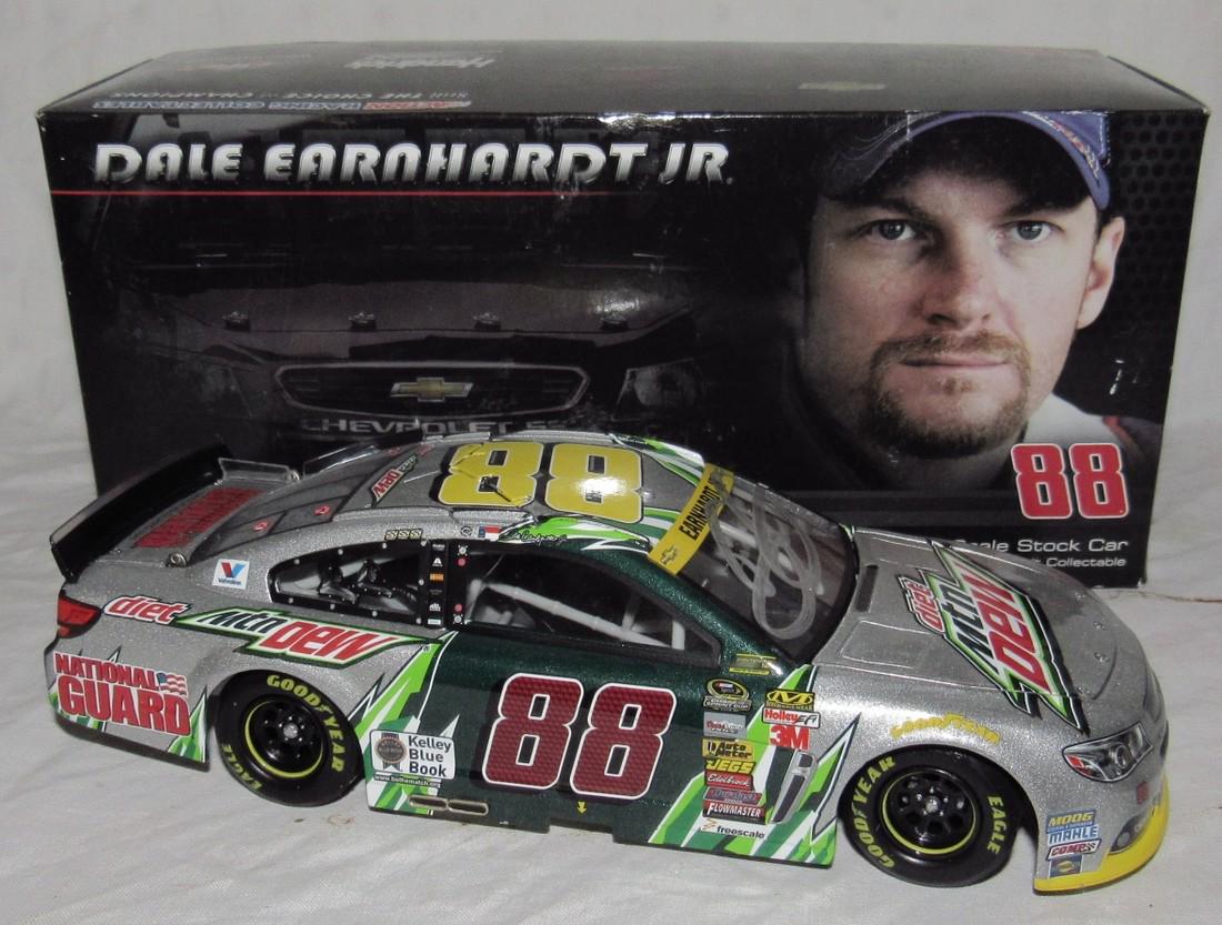 Dale Earnhardt Jr Diet Mountain Dew Autographed Car: 2014 SS Action Diecast Nascar Racing Stock Car 1:24 Scale