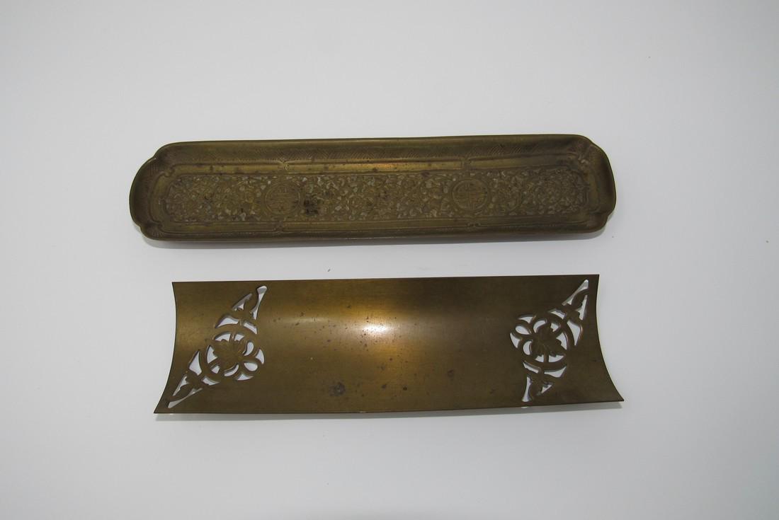 2 Brass Pen Trays 1 Marked Farberware (1 of 3)