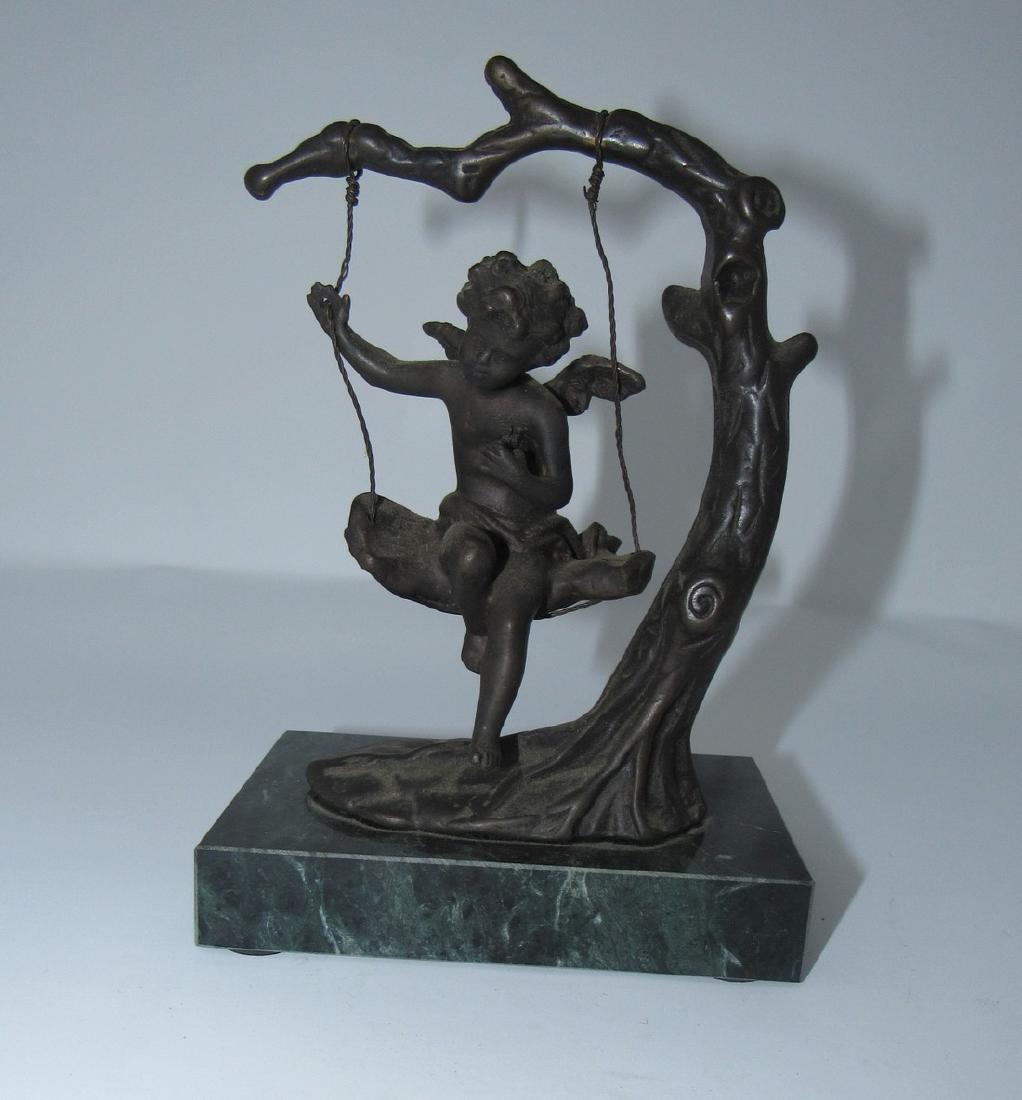 August Moreau Bronze Sculpture Cherub Swing (1 of 4)