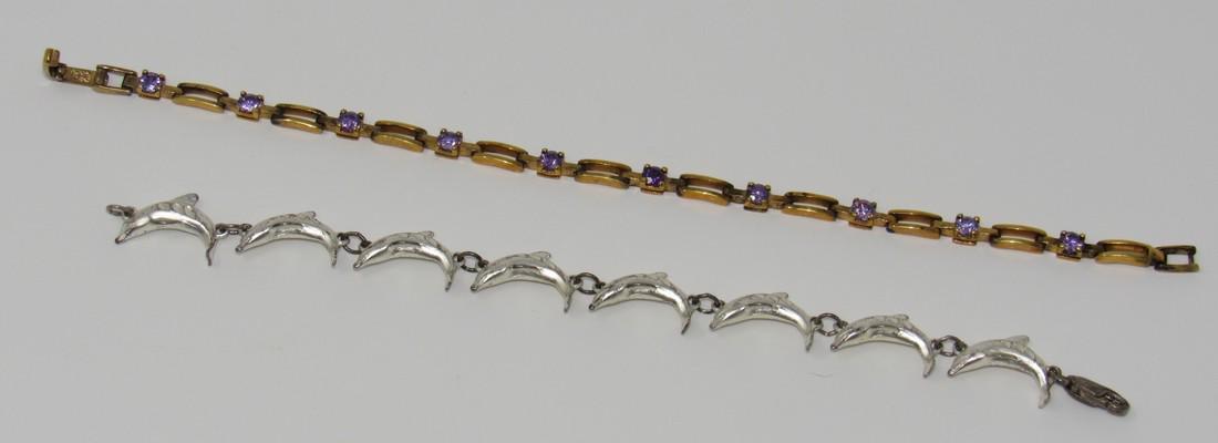 925 Sterling Silver Dolphin Bracelet: Getting both bracelets pictured. Dolphin bracelet is approx. 7" long.