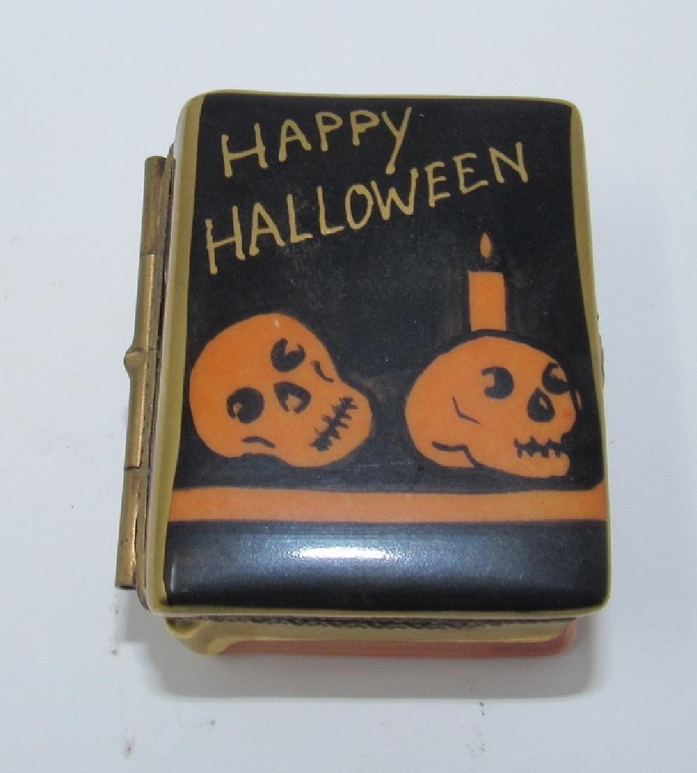 Limoges Happy Halloween Pill Box: Approx. 1 1/2" x 1 7/8" x 7/8" tall