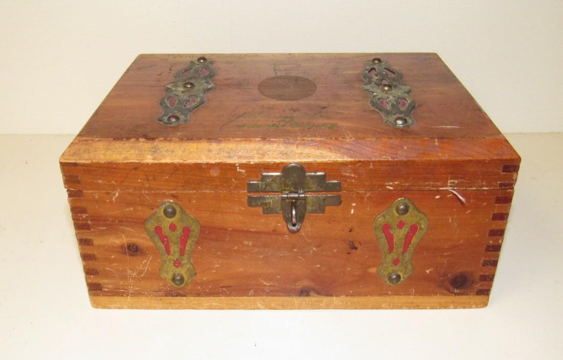 Atlantic City NJ Souvenir Sewing Box: Approx. 5 1/2" x 7 1/2" x 3 1/2" tall. Has scratches and names scratched in top.