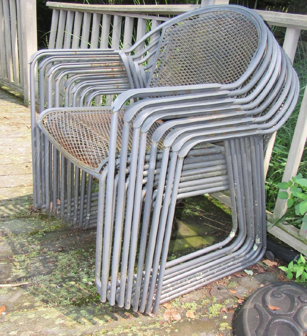 Set of 8 Metal Stacking Patio Chairs (1 of 3)