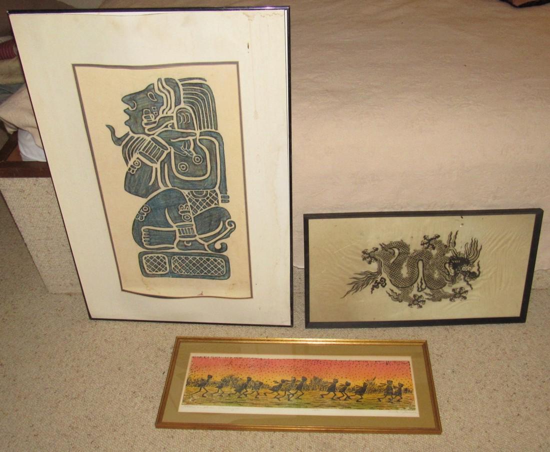 Oriental Wall Hangings & Anita Bernarde Signed Print (1 of 8)