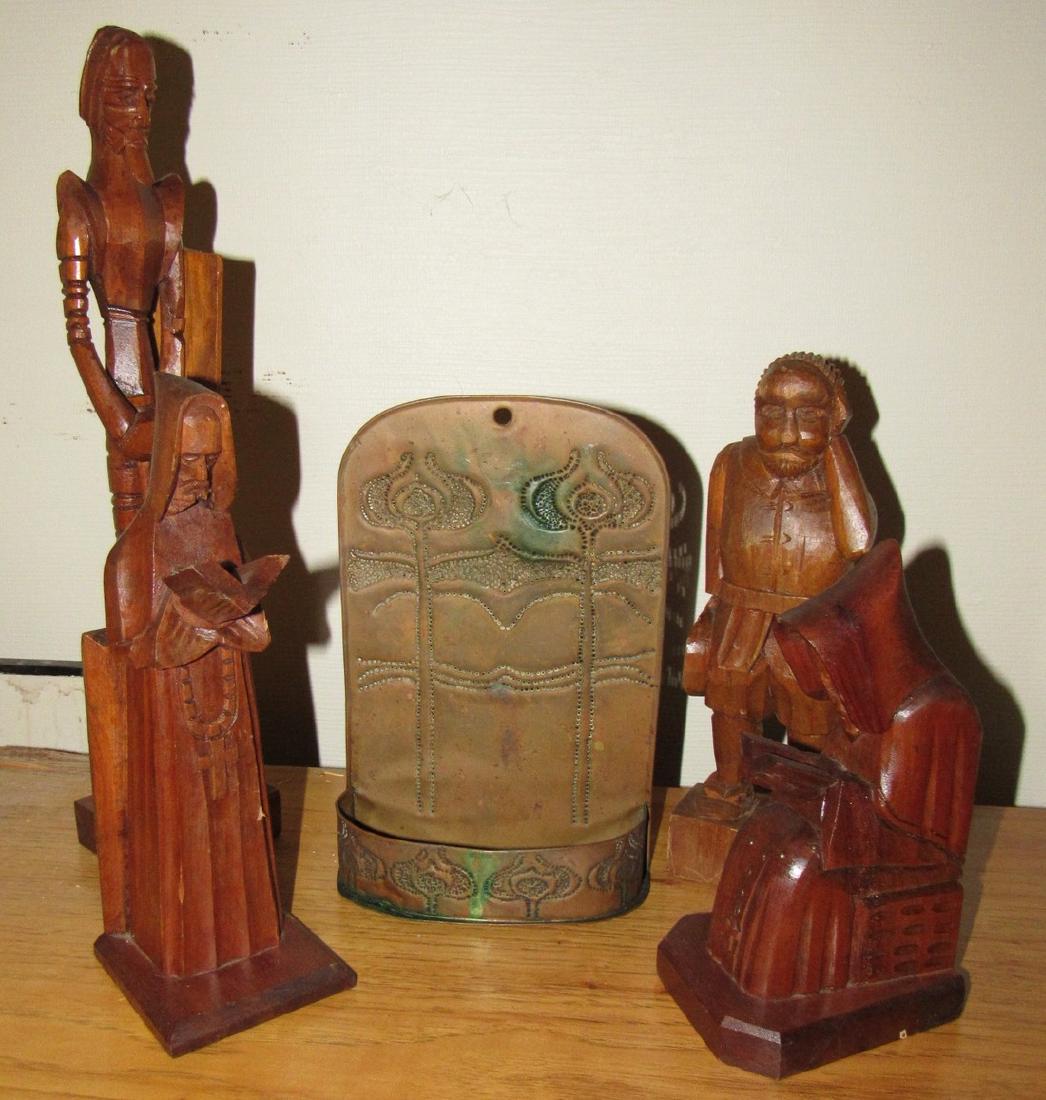 4 Wood Carvings & Pierced Copper Wall Hanging (1 of 4)