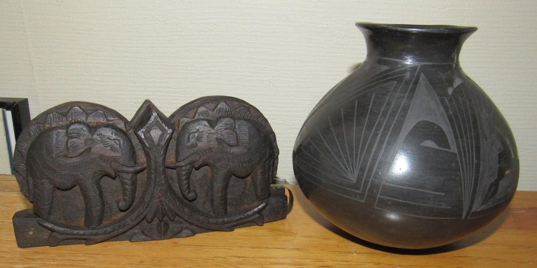 Carved Oriental Elephant Scale Case & Indian Vase (1 of 6)