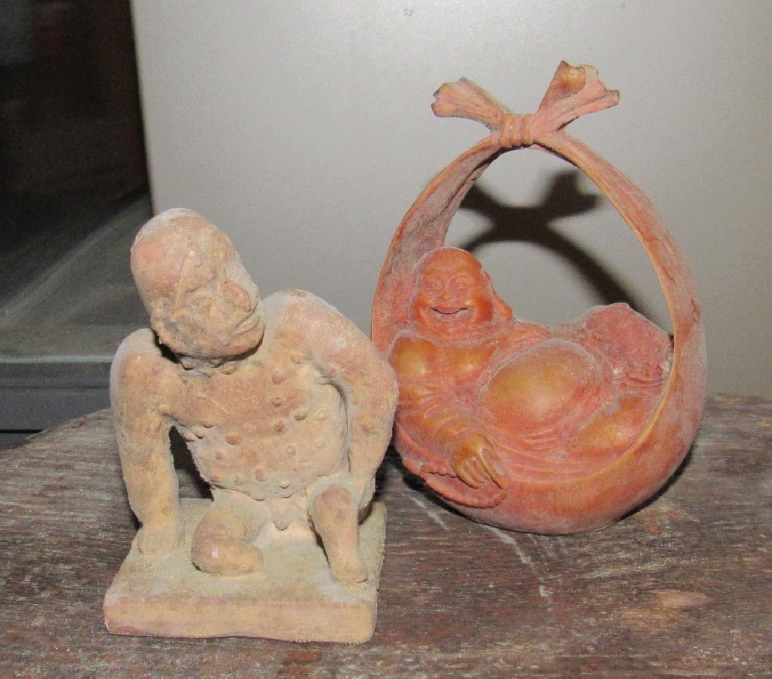 Resin Buddha and Clay Pottery Figure (1 of 1)