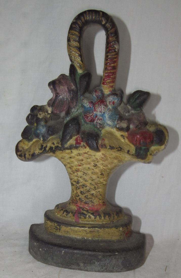 Antique Cast Iron Basket of Flowers Doorstop (1 of 3)