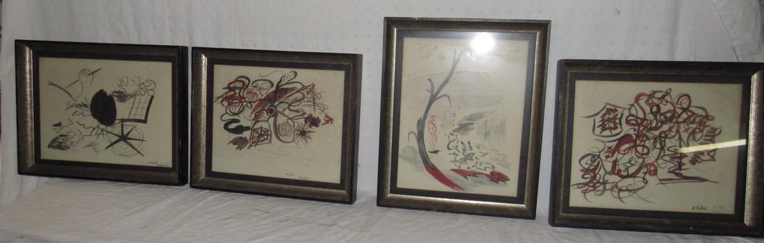 1950's Nancy Gill Water Colors: Approx. 11" x 13"