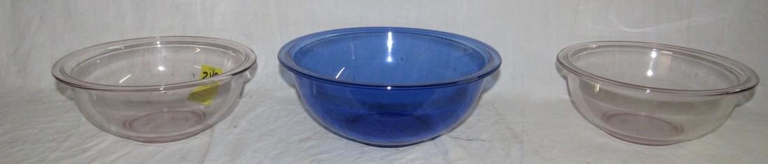 3 Pyrex Mixing Bowls: Blue one is approx. 10" in diameter. Getting all 3 . 1