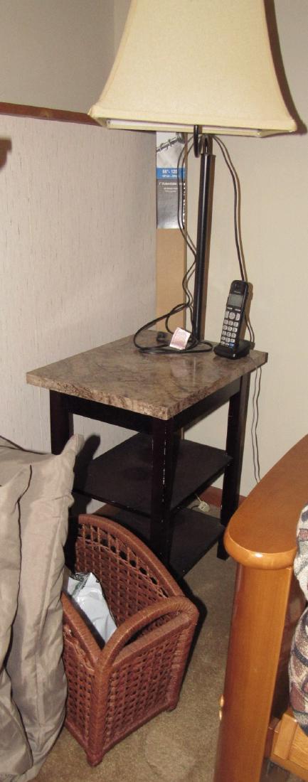 Extendable Curtain Rod Lamp Table Wicker Magazine Stand (1 of 3)