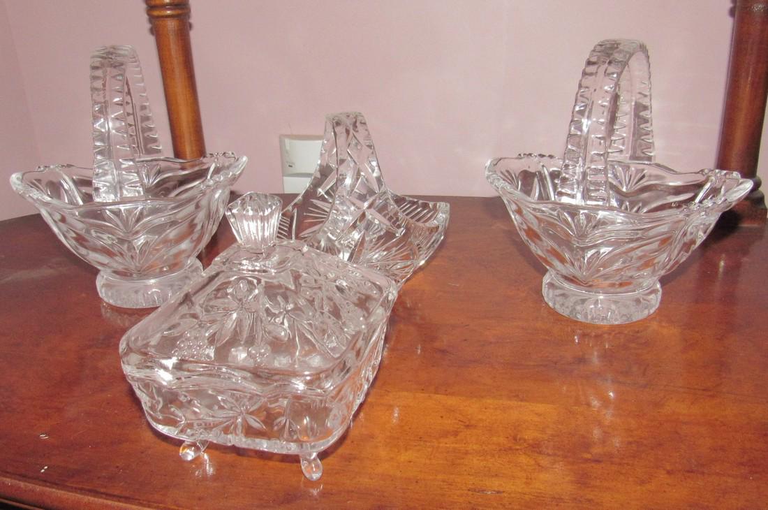 3 Crystal Glass Baskets and Candy Dish (1 of 2)