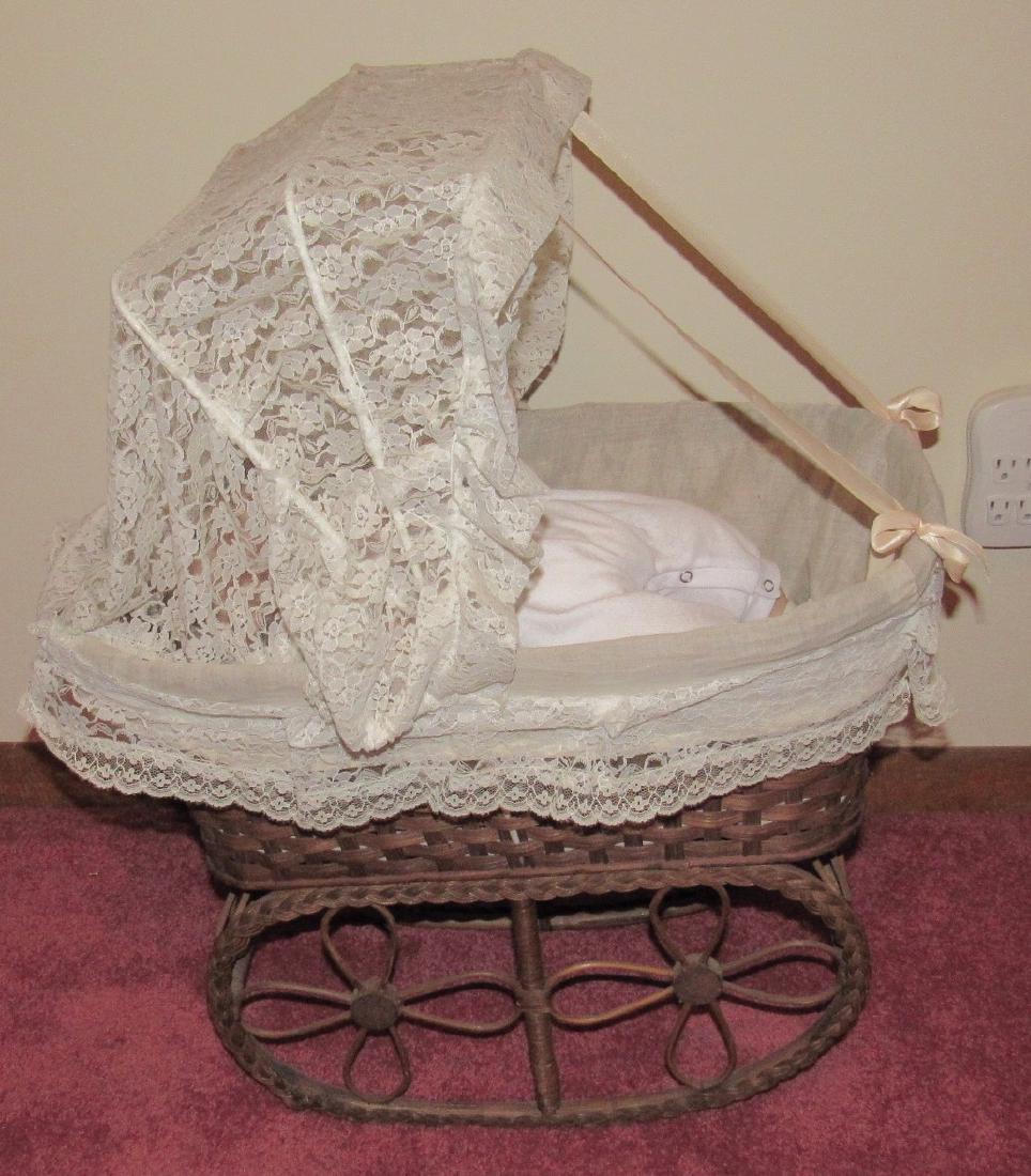 21" Linda Murray Doll w/ Wicker Cradle: Cradle is approx. 14" x 24" x 20" tall