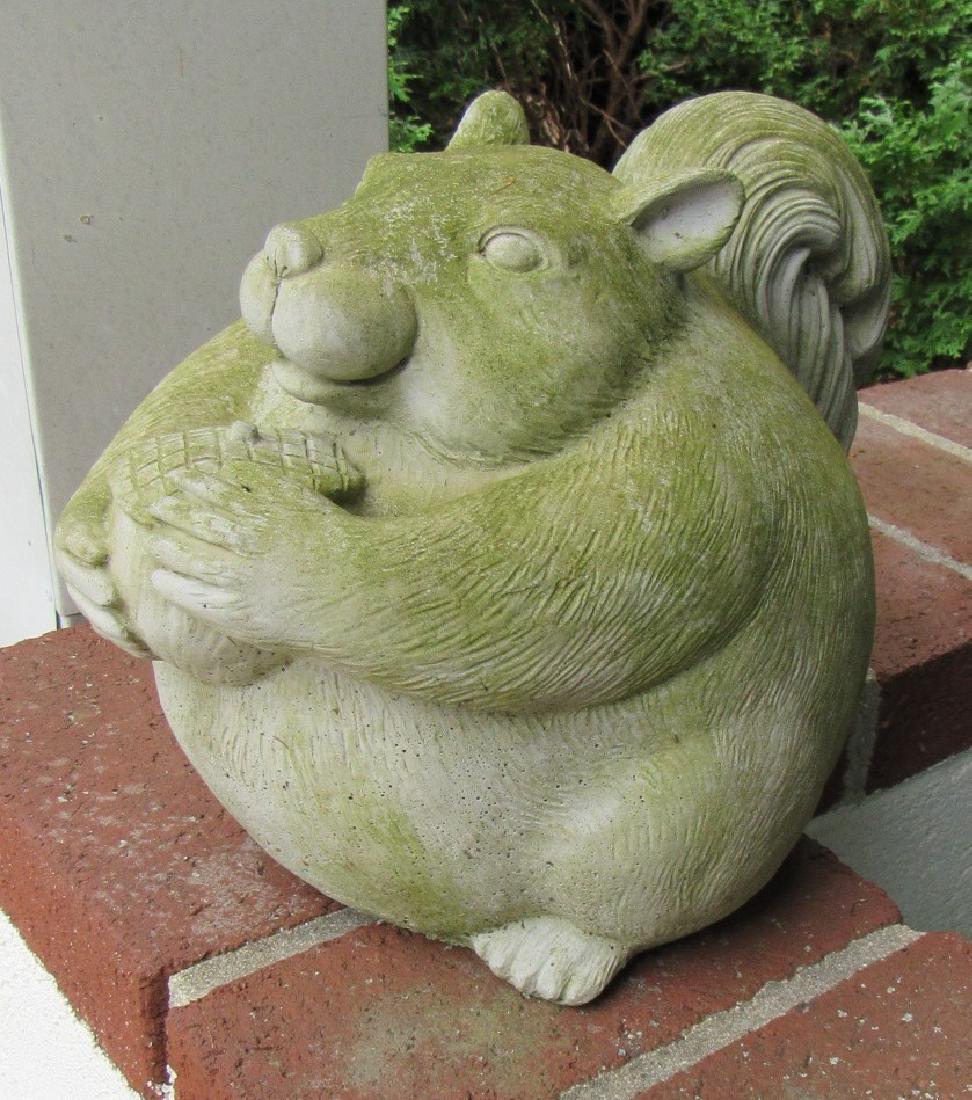 Concrete Fat Squirrel with Nut Statue (1 of 2)
