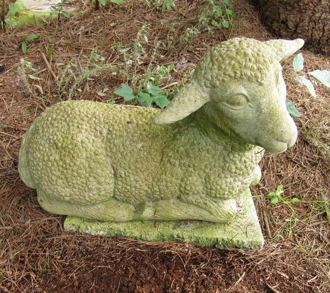 Concrete Sheep Lamb Outdoor Statue (1 of 1)