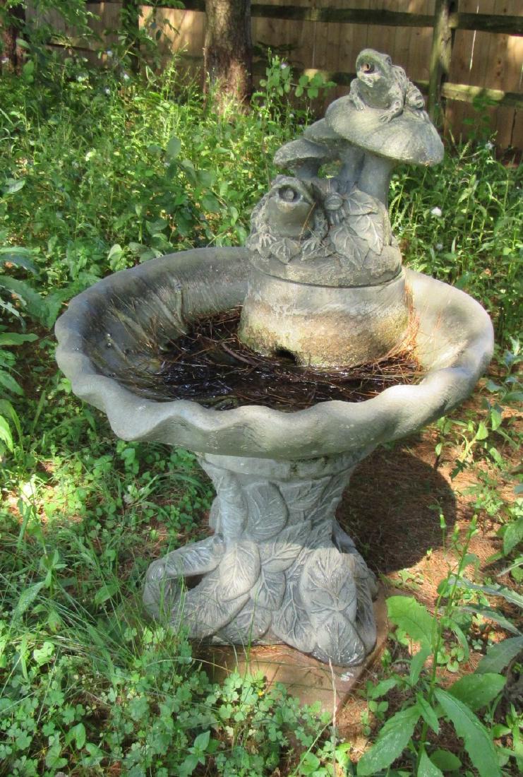 Concrete Frog Water Fountain Bird Bath