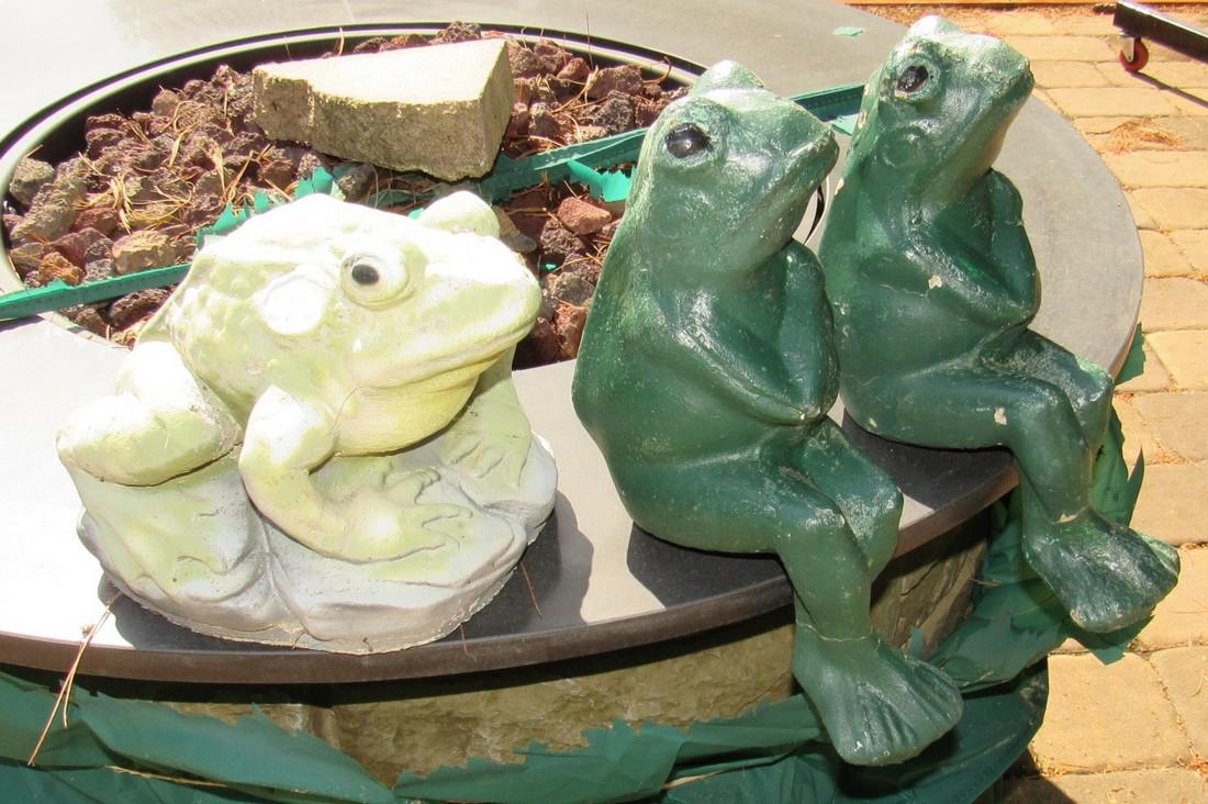 3 Concrete Frog Statues (1 of 2)