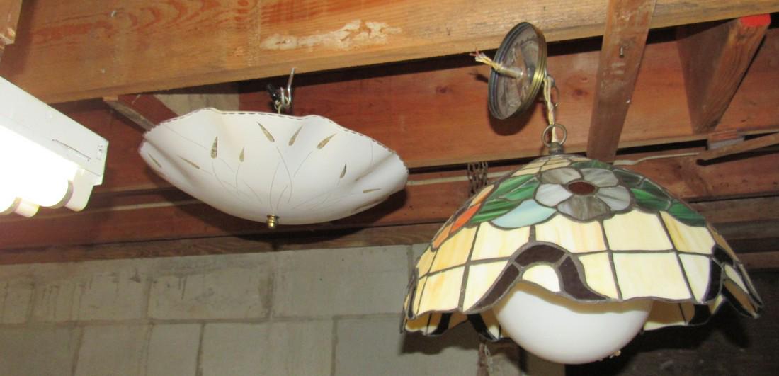 Vintage Stained Glass Hanging Lamp and Misc Shade (1 of 2)