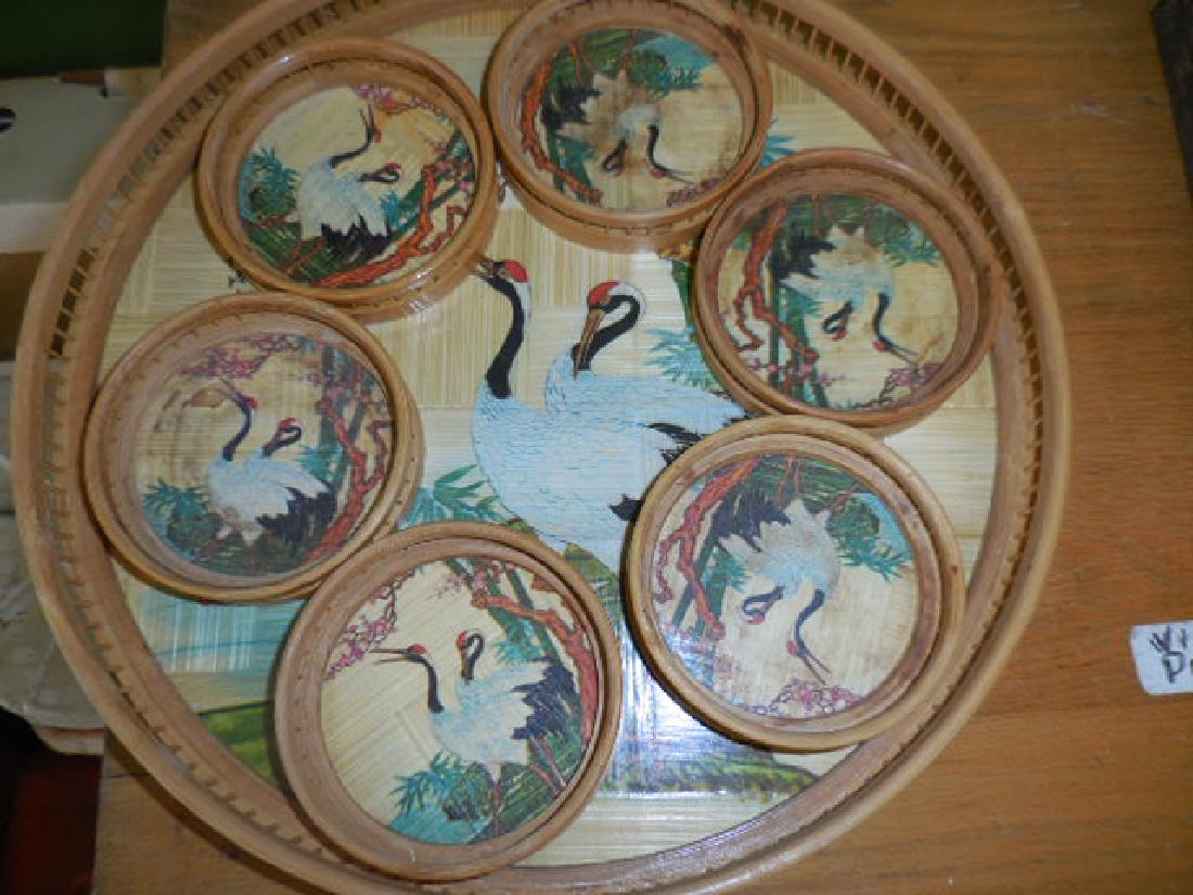 Oriental Bamboo Tray, Coasters: bamboo tray- 10"- and coasters