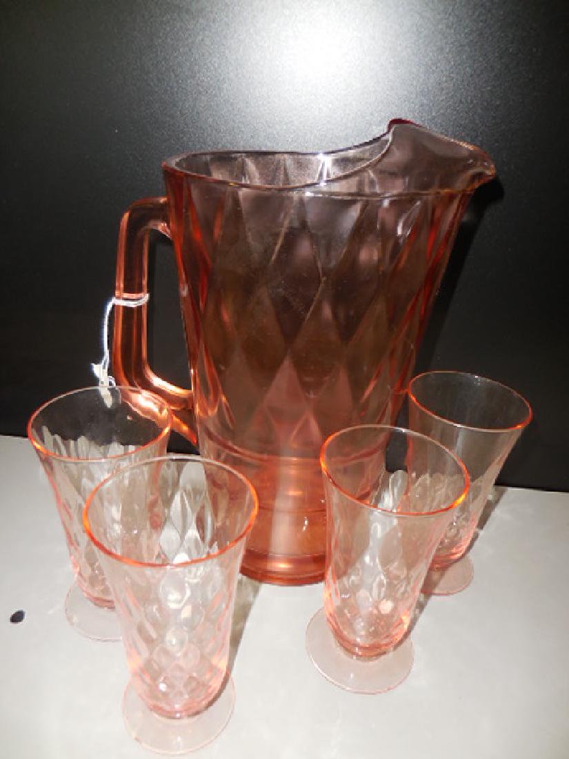 Depression Glass Pitcher and Glasses (1 of 1)