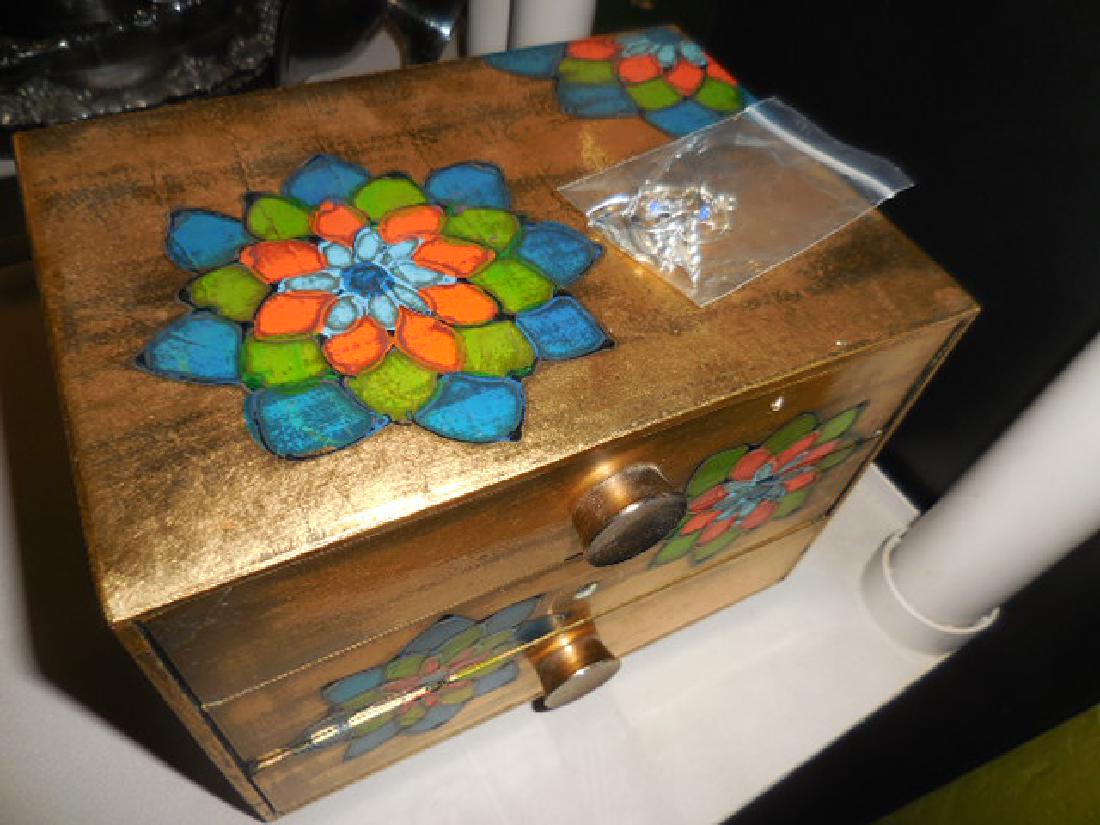 Jewelry Box: missing knob. Approx 7" x 8" x 6"