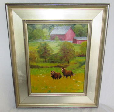 Lorraine Robertson Horse Farm Oil On Canvas Painting Oct 16