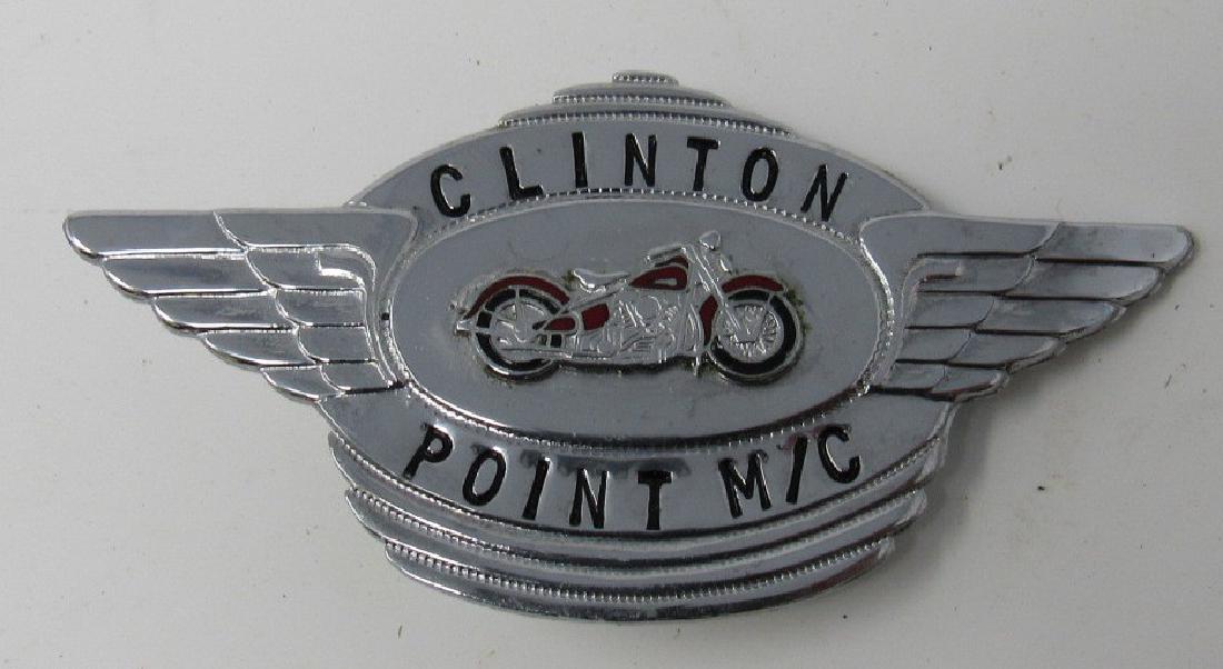 Clinton Point M/C Motorcycle Club Hat Badge License Tag (1 of 2)