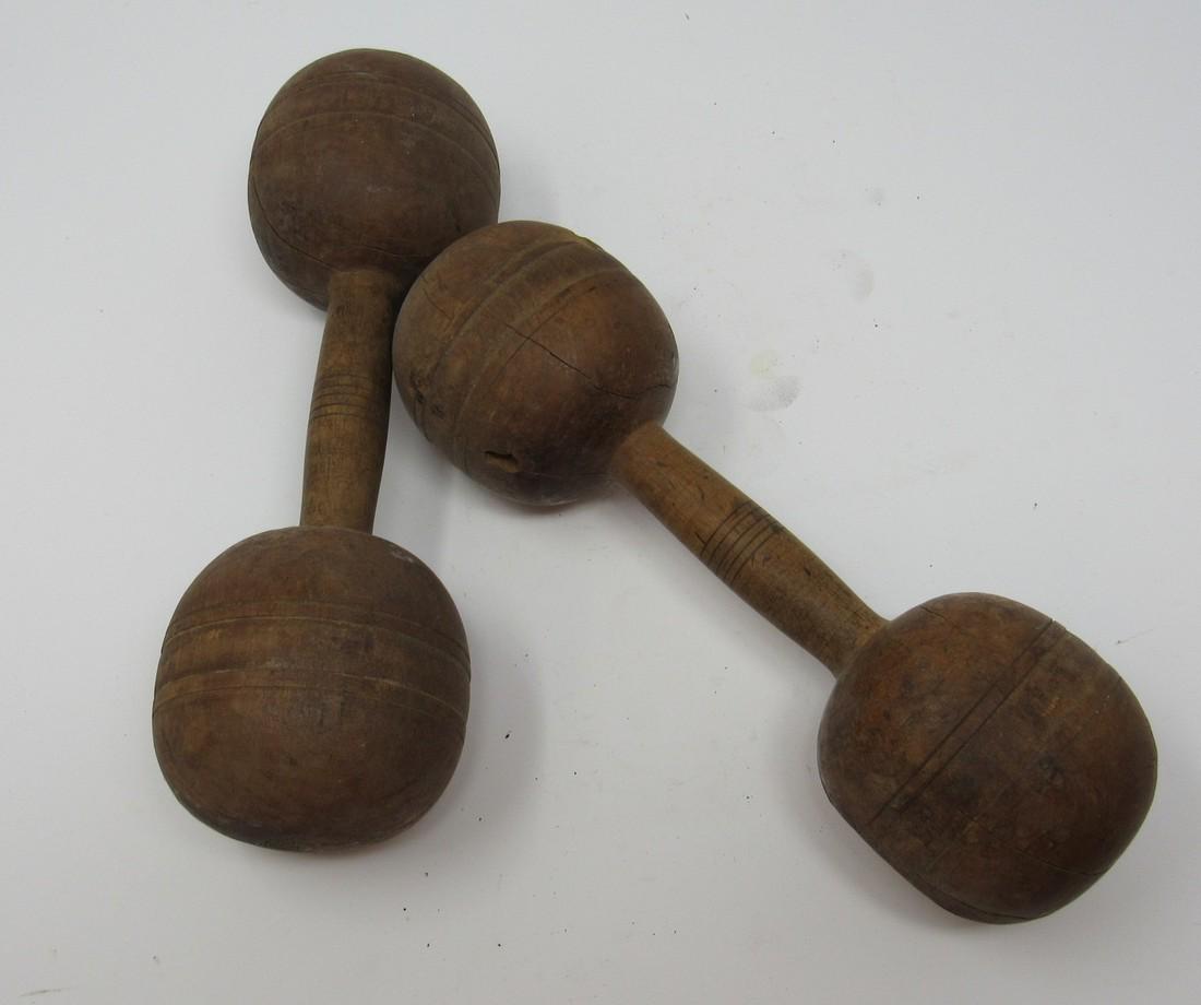 Wooden Exercise Weights: Approx. 10" long and 3 1/4" in diameter