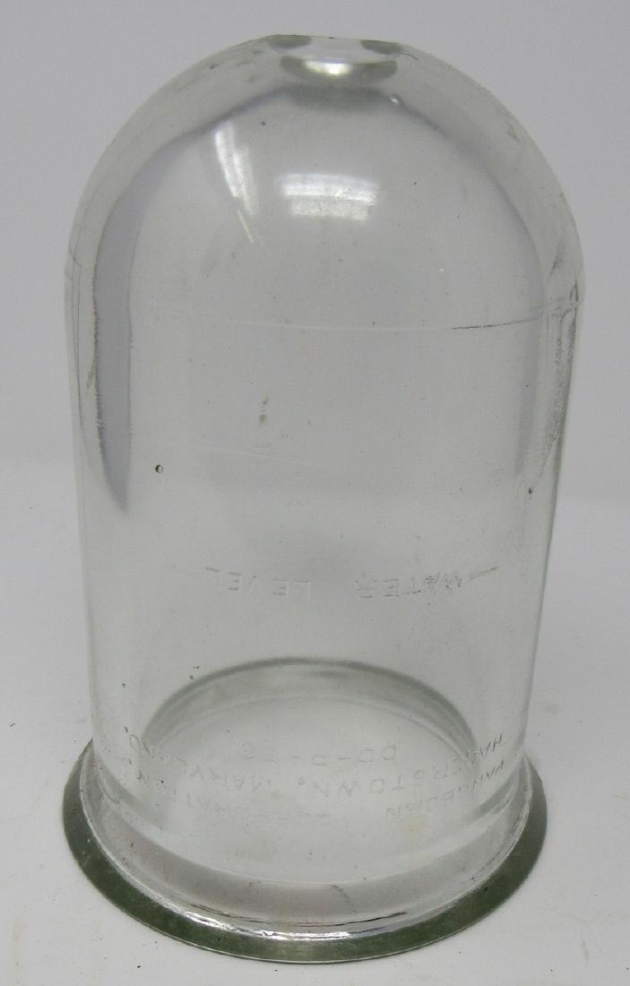 Large Pangdorn Corp. Hagerstown Md. Fuel Bowl: Approx 6 5/8" in diameter ( widest point) and 9 1/2" tall. Has 2 small chips by small hole.