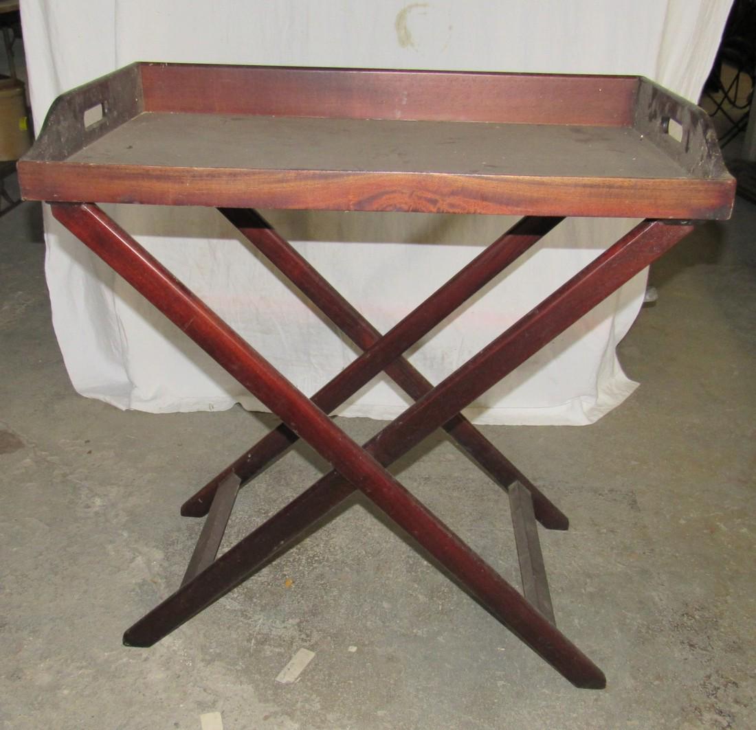 Mahogany Butler Serving Tray & Stand (1 of 5)
