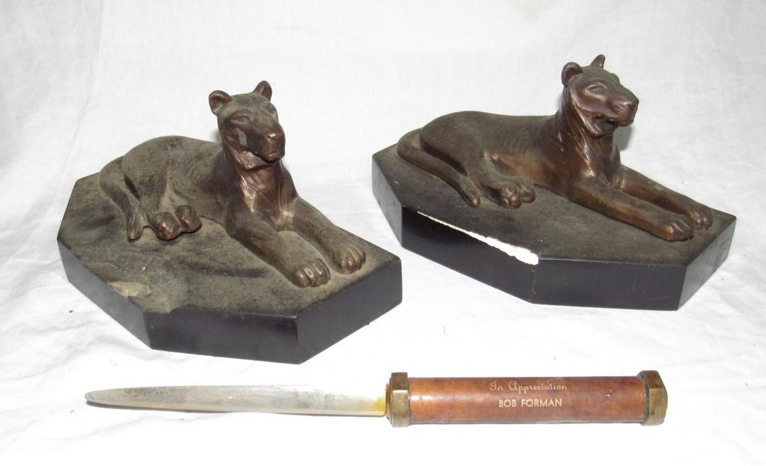 Made in Czechoslovakia Tiger Bookends and Letter Opener (1 of 5)