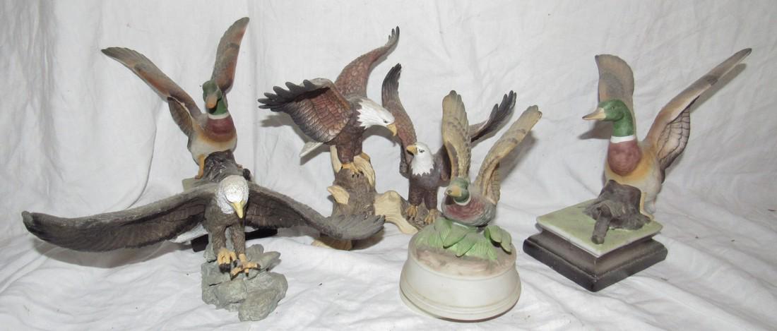 Ducks & Bald Eagle Figures: Tallest is approx. 9" tall