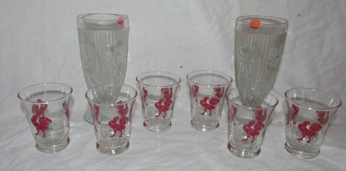 Pyro Chicken Juice Glasses and Tumblers: Juice glasses are apprx 2 1/2" in diameter and 3" tall
