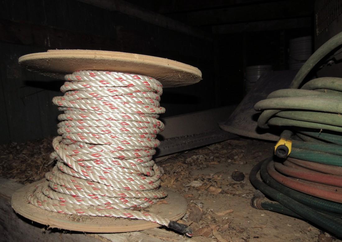 Partial Spool of Rope & Tope of Garage Contents (1 of 2)