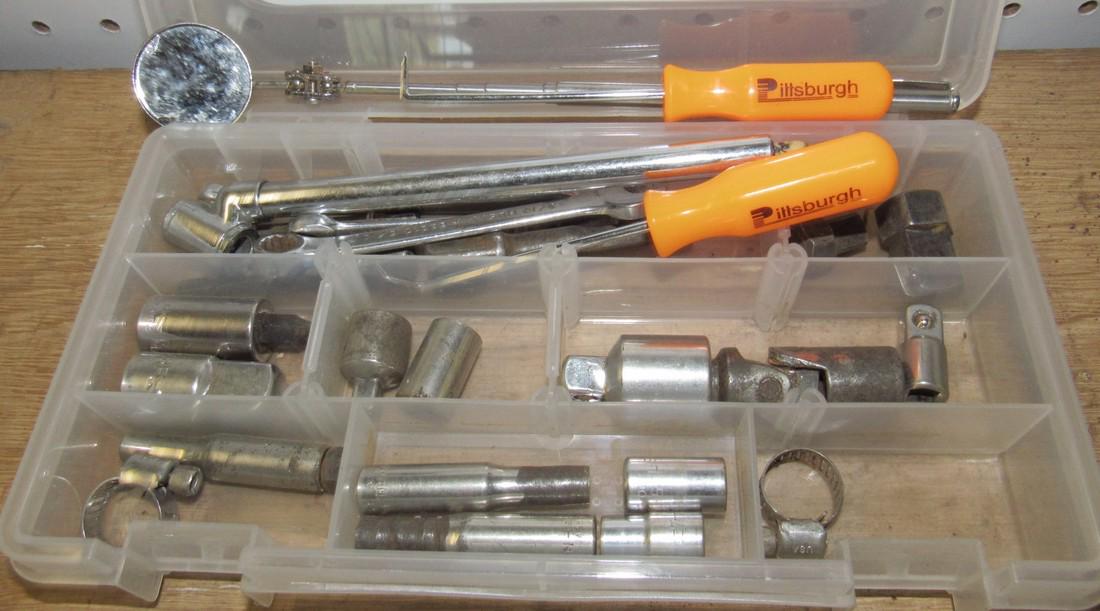 Box of Sockets Nut Drivers Wrenches (1 of 2)