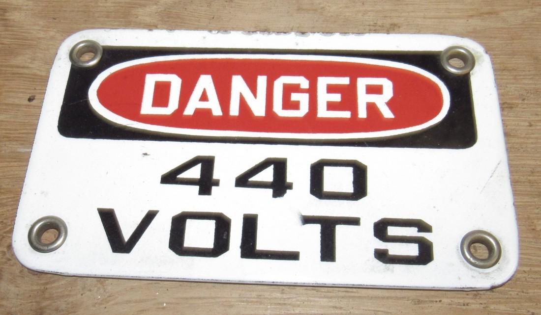 Danger 440 Volts Porcelain Sign (1 of 2)