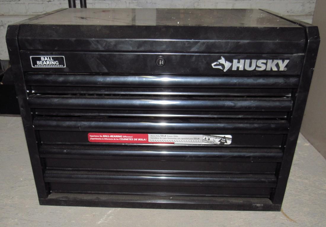 Husky Tool Box with Contents & Machinist Parts