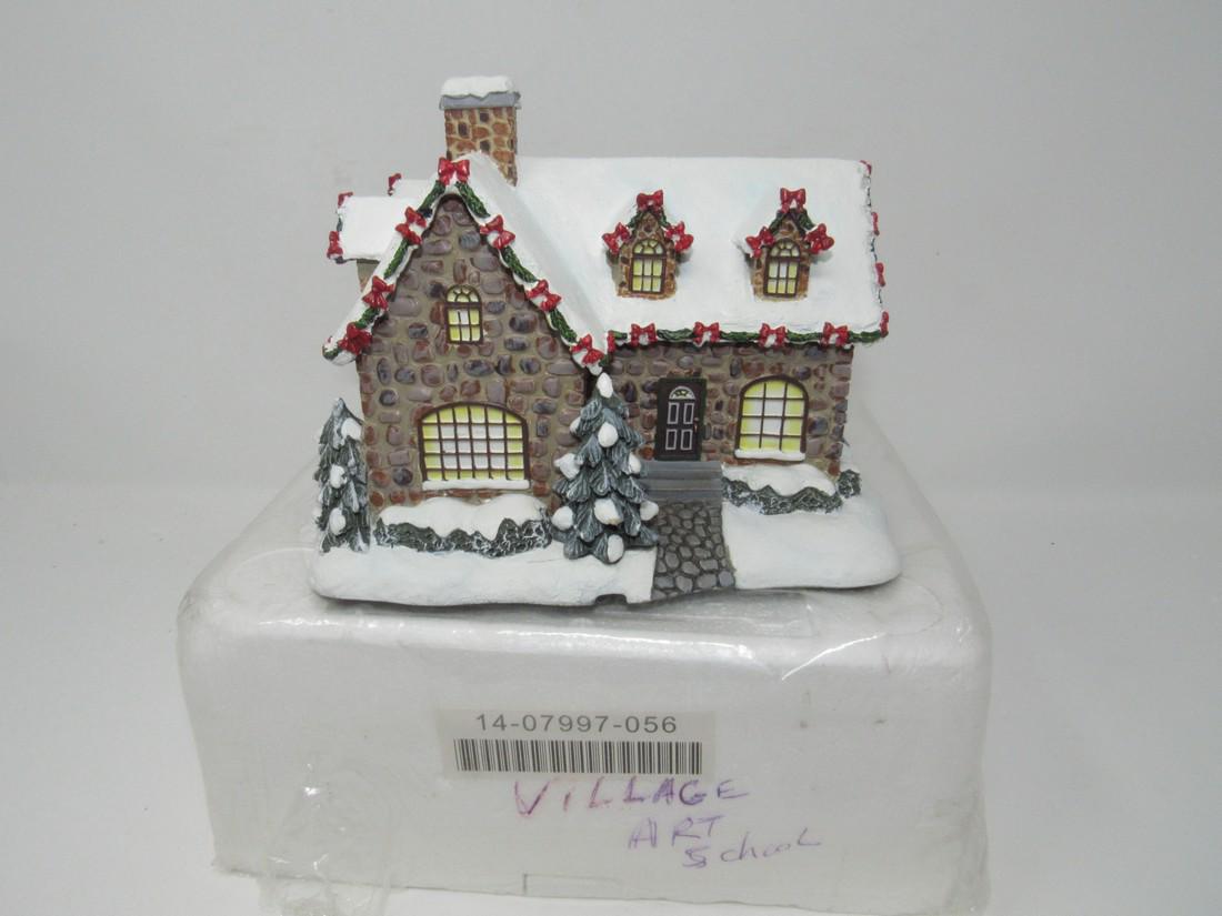 Thomas Kinkade Village Christmas Art School House: Hawthorne Village Lighted House