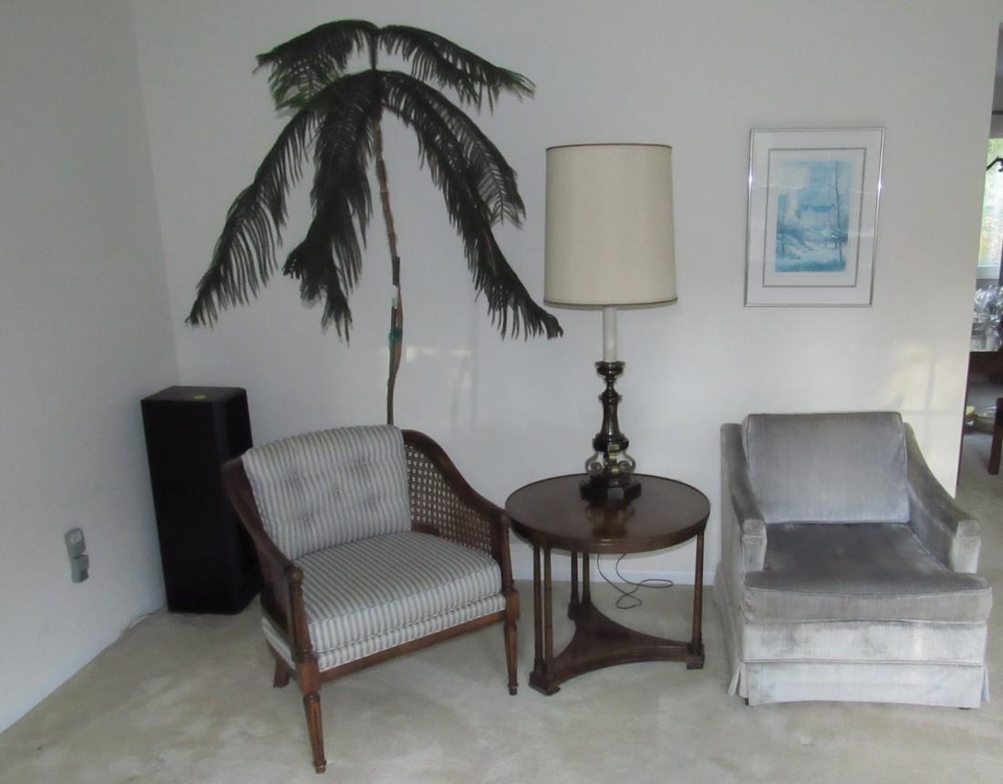 Lamp Table Chairs Plant Signed Print: Lot includes everything pictured ( except speaker) . Take what you want and leave the rest