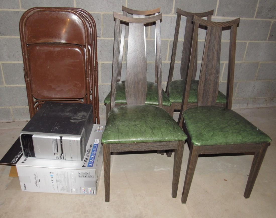 4 Folding Chairs 4 Dining Room Chairs & Computer (1 of 2)