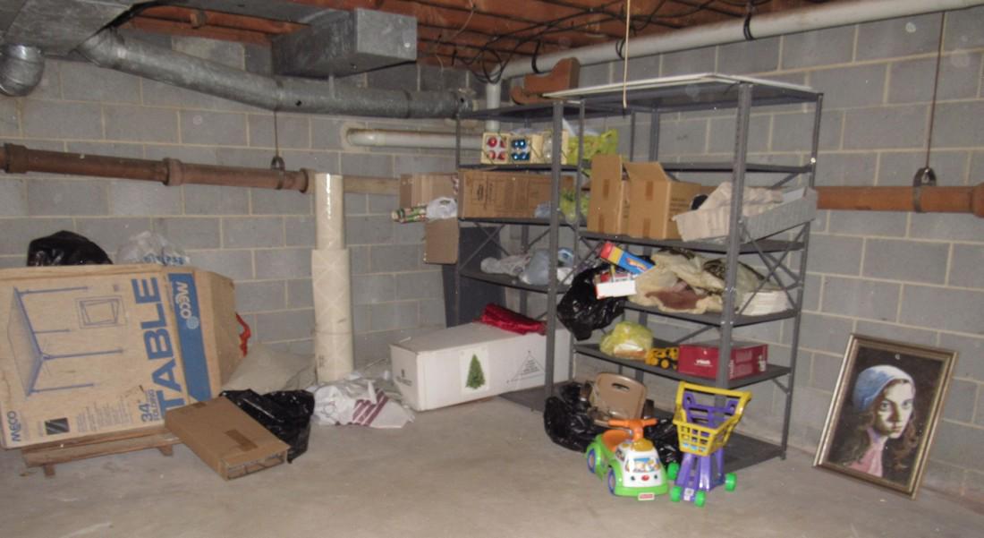 2 Metal Shelves Contents and 2 Card Tables (1 of 4)