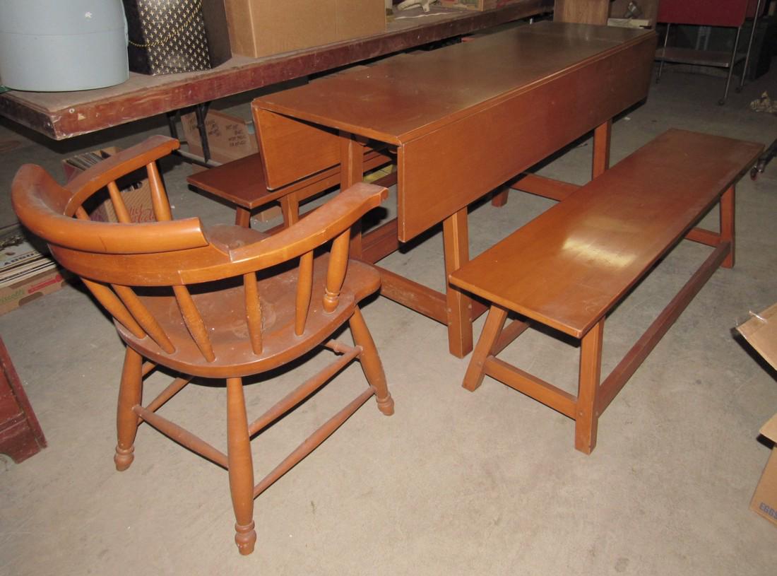 Whitney Heirloom Maple Dropleaf Table Benches & Chair (1 of 6)