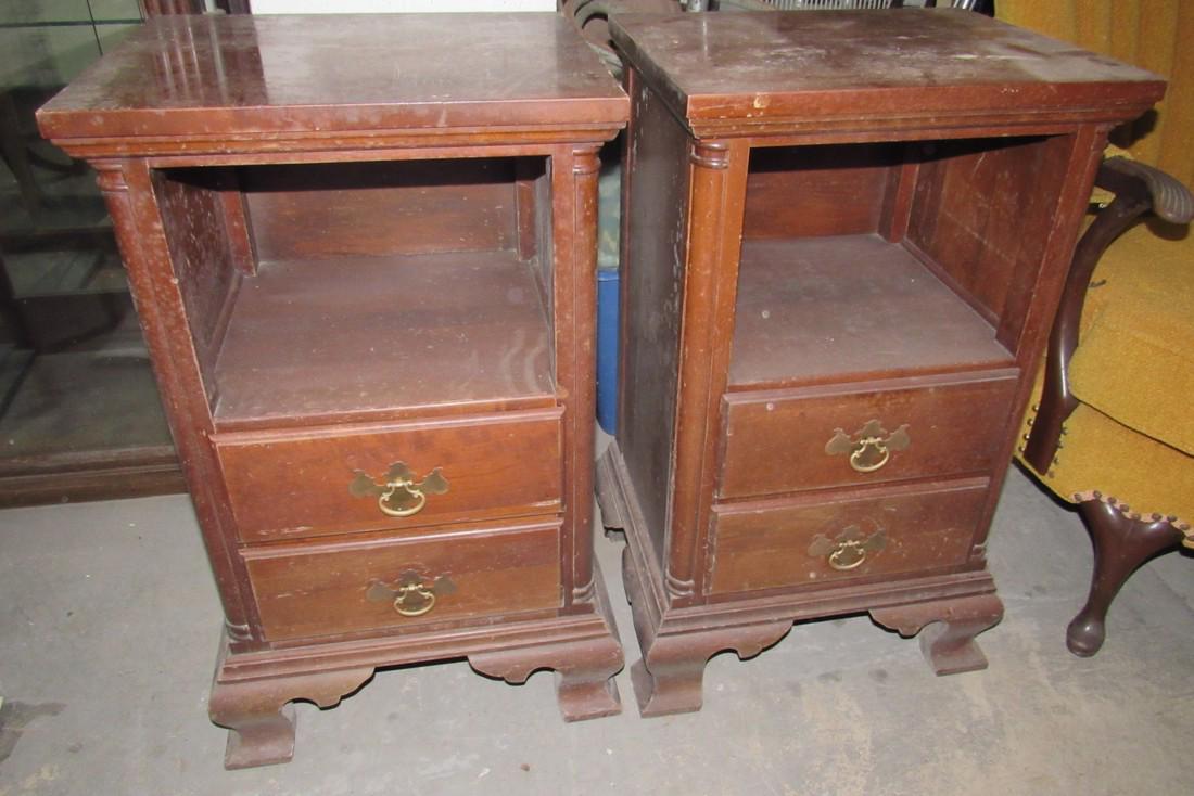 2 End Tables: Approx 15" x 18" x 30 1/2" tall. Need a good cleaning